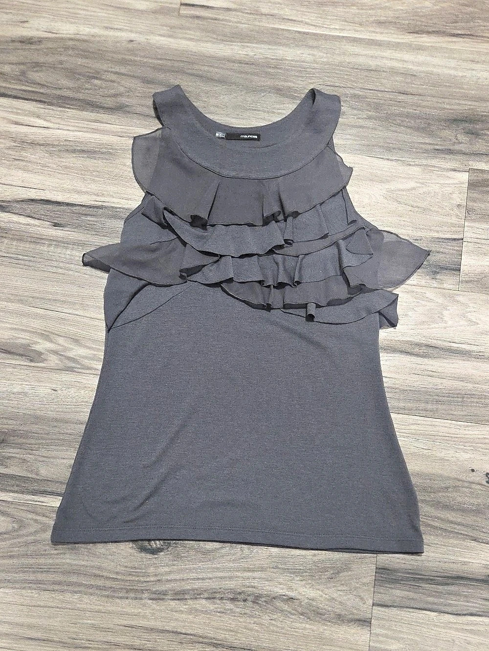 Maurices Ruffle Tank Top in Gray